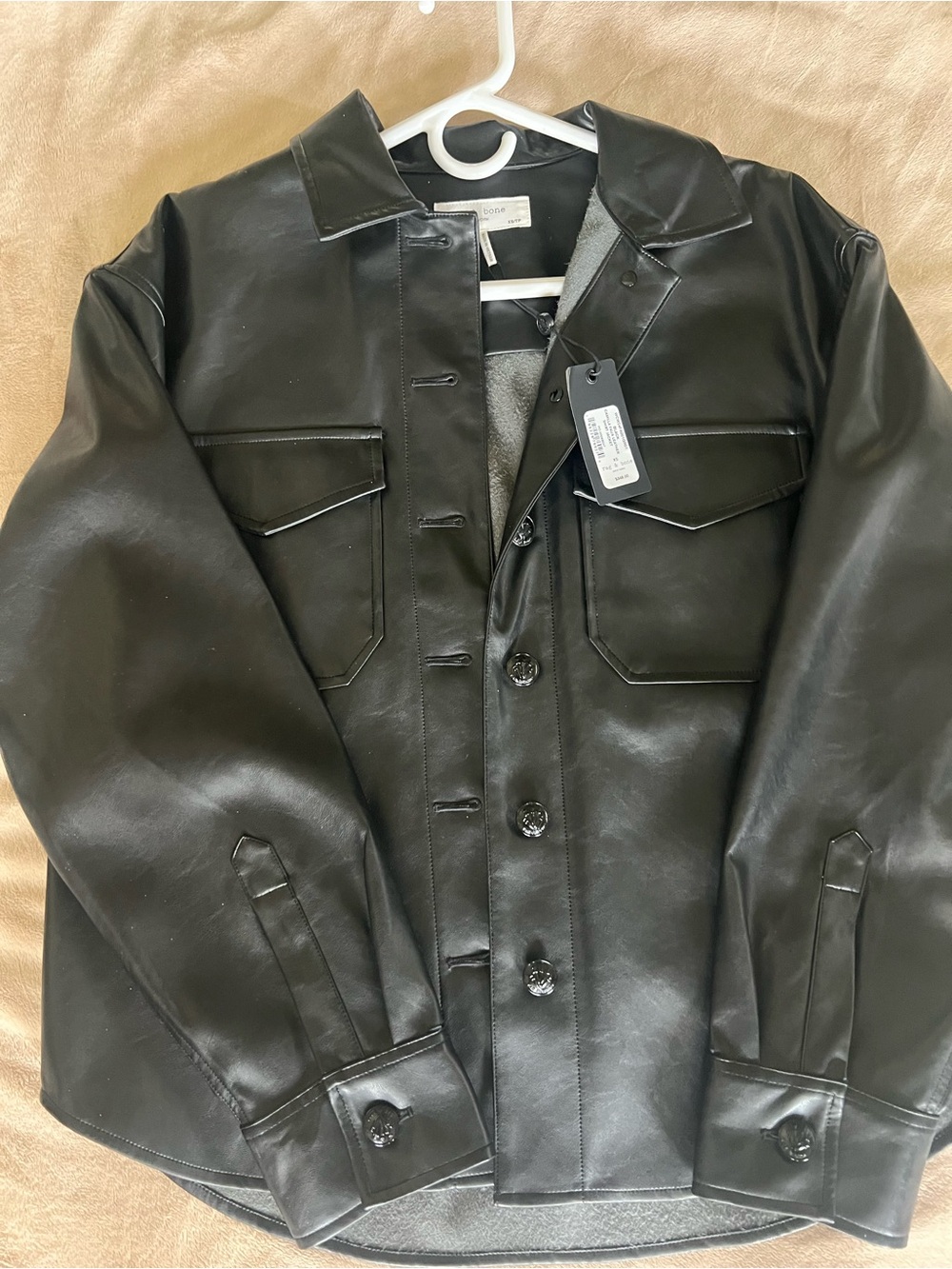 rag & bone Black Faux Leather Shirt Jacket NWT